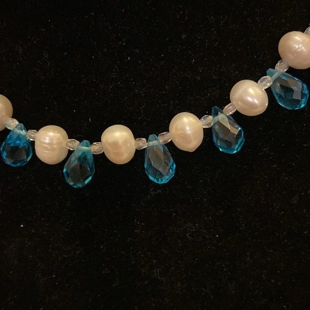 Pearls Aqua Bead Choker